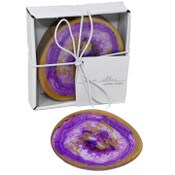 Wholesale - 4pc Pinky Up Glass Coasters Set C/P 24, UPC: 885114880270
